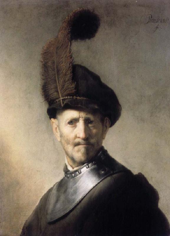 REMBRANDT Harmenszoon van Rijn Man in a Plumed Hat and Gorget oil painting picture